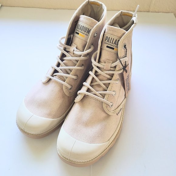 Palladium Workwear Sahara Desert Tan Beige Combat Lace Up Boots W's 10 / M's 8.5 - Picture 3 of 10